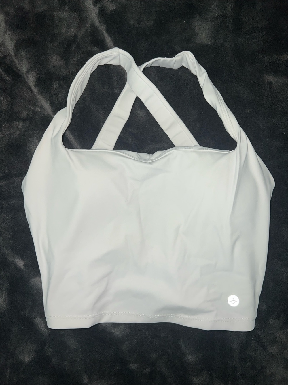 HALARA White Crisscross Back Crop Sports Bra